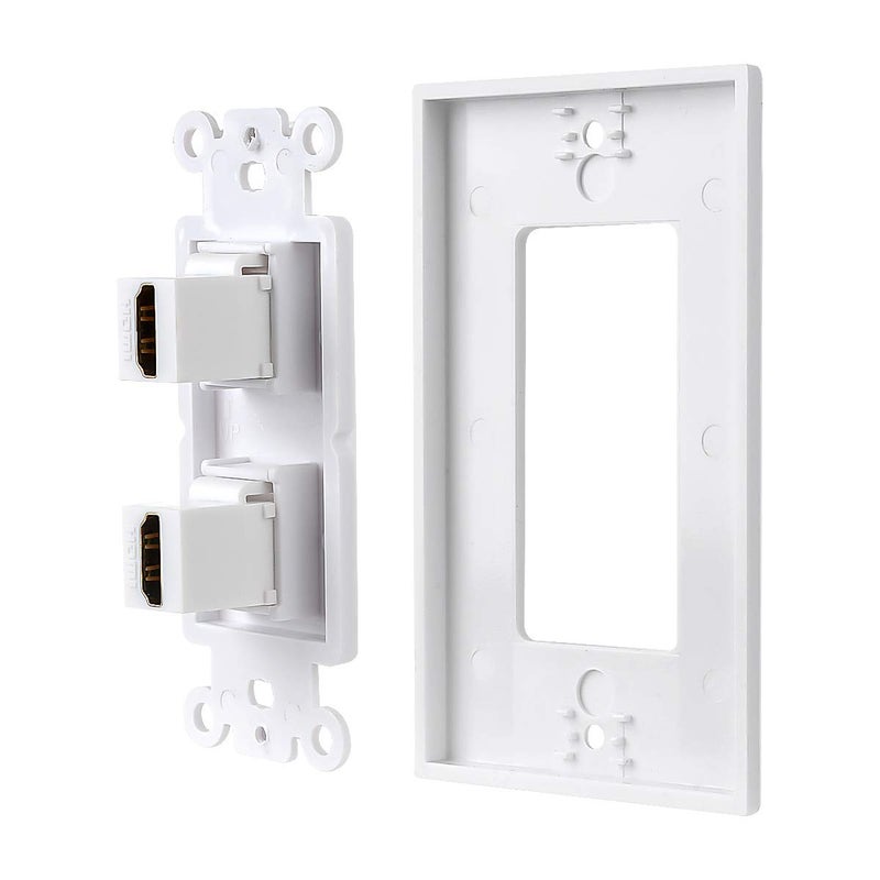 TENINYU Dual HDMI Wall Plate, HDMI Socket Plug Insert Jack Outlet Panel Mount Support 4K 60Hz HDR 1080P 3D Ethernet Built in High Speed Cable Extension Coupler for Projector & Home Theater (2 Port) - Image 5